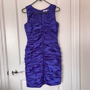 Calvin Klein Ruched Bodycon Dress Navy Blue Purple